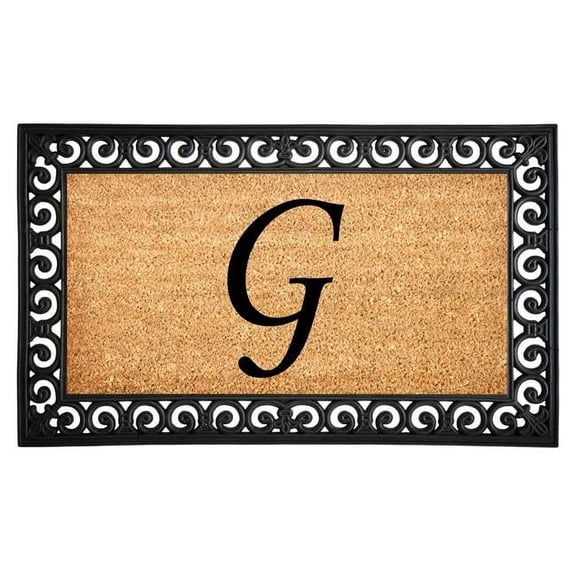 Calloway Mills  18 x 30 in. Gabriel Monogram Rectangular Doormat, Natural & Gold - Letter G
