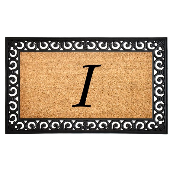 Calloway Mills 104131830I 18 x 30 in. Gabriel Monogram Rectangular Doormat, Natural & Gold - Letter I