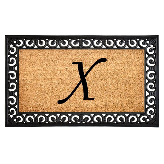 Calloway Mills 104131830X 18 x 30 in. Gabriel Monogram Rectangular Doormat, Natural & Gold - Letter X
