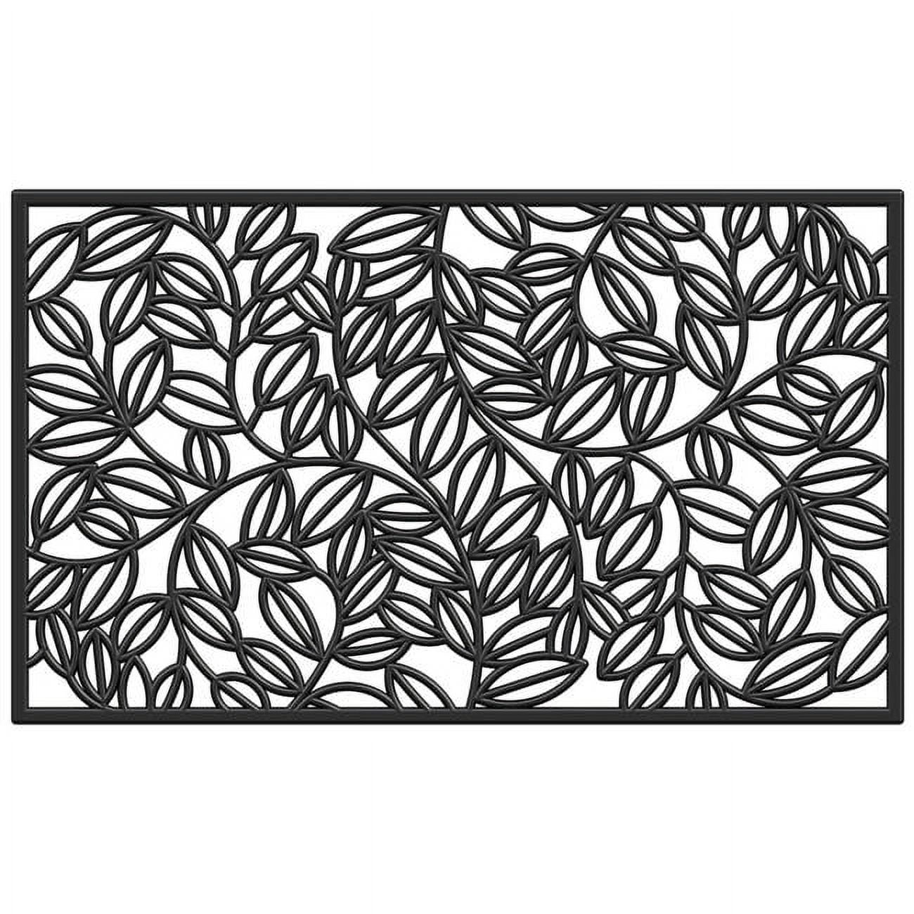 Black 18 x 30 Inch Rubber Outdoor Doormat with Vine Design