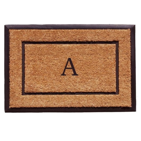 Calloway Mills 18 x 30 in. The General Monogram Rectangular Doormat, Natural & Black - Letter A