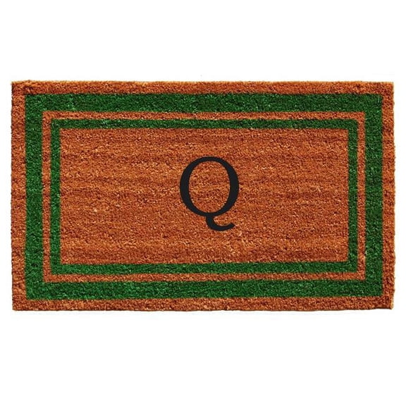 Calloway Mills  24 x 36 in. Green Border Monogram Rectangular Doormat, Natural - Letter Q