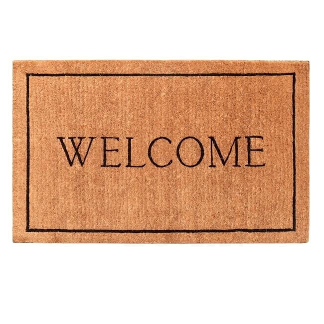 Natural Coir Rectangular Welcome Doormat with Black Border
