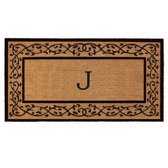 Calloway Mills 3 x 6 ft. Abbington Monogram Rectangular Doormat, Natural & Black - Letter J