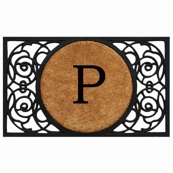 Calloway Mills Armada Circle Monogram Outdoor Doormat 18" x 30" (Letter P)