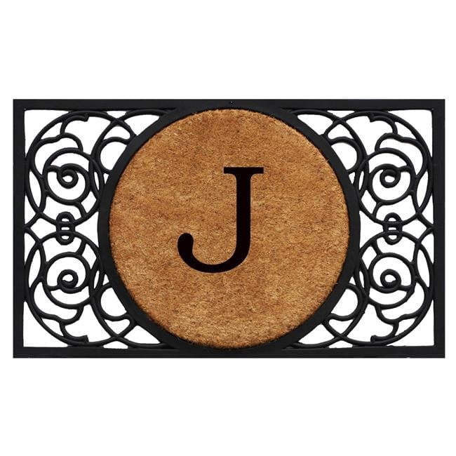 Calloway Mills Armada Circle Monogram Outdoor Doormat 22" x 36" (Letter J)