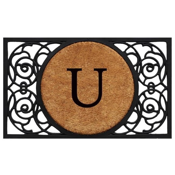 Calloway Mills Armada Circle Monogram Outdoor Doormat 22" x 36" (Letter U)