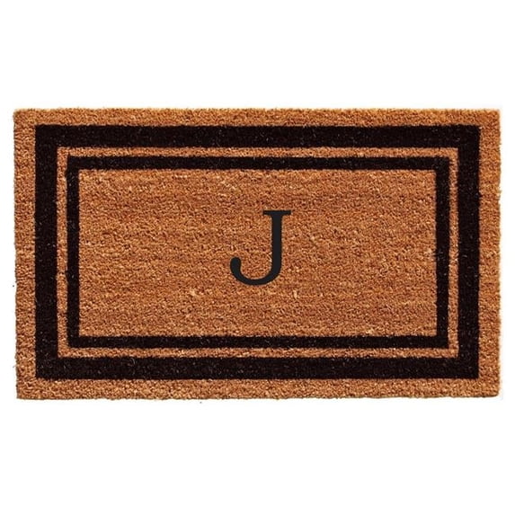 Calloway Mills Black Border 18" x 30" Monogram Outdoor Doormat (Letter J)