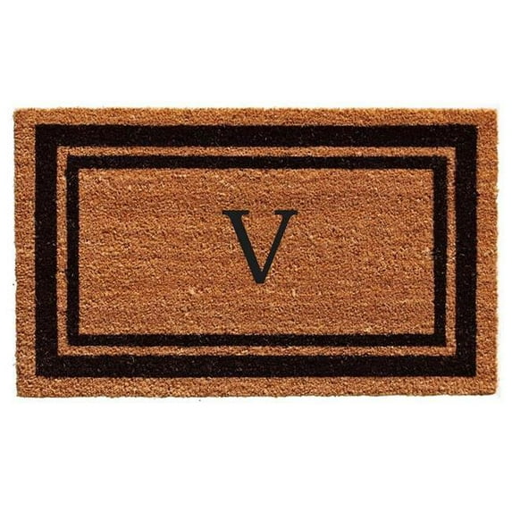 Calloway Mills Black Border 24" x 36" Monogram Outdoor Doormat (Letter V)