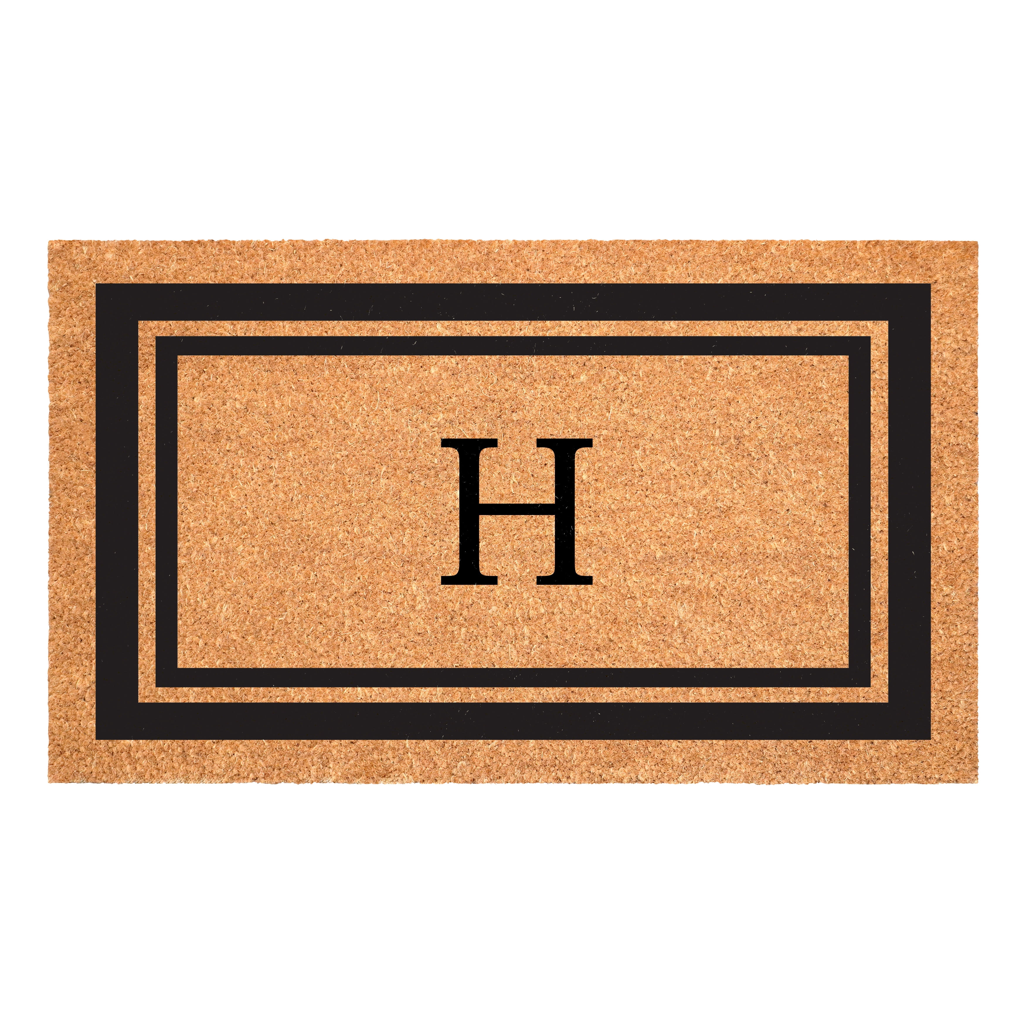 Calloway Mills Black Border 30" x 48" Monogram Doormat (Letter H)