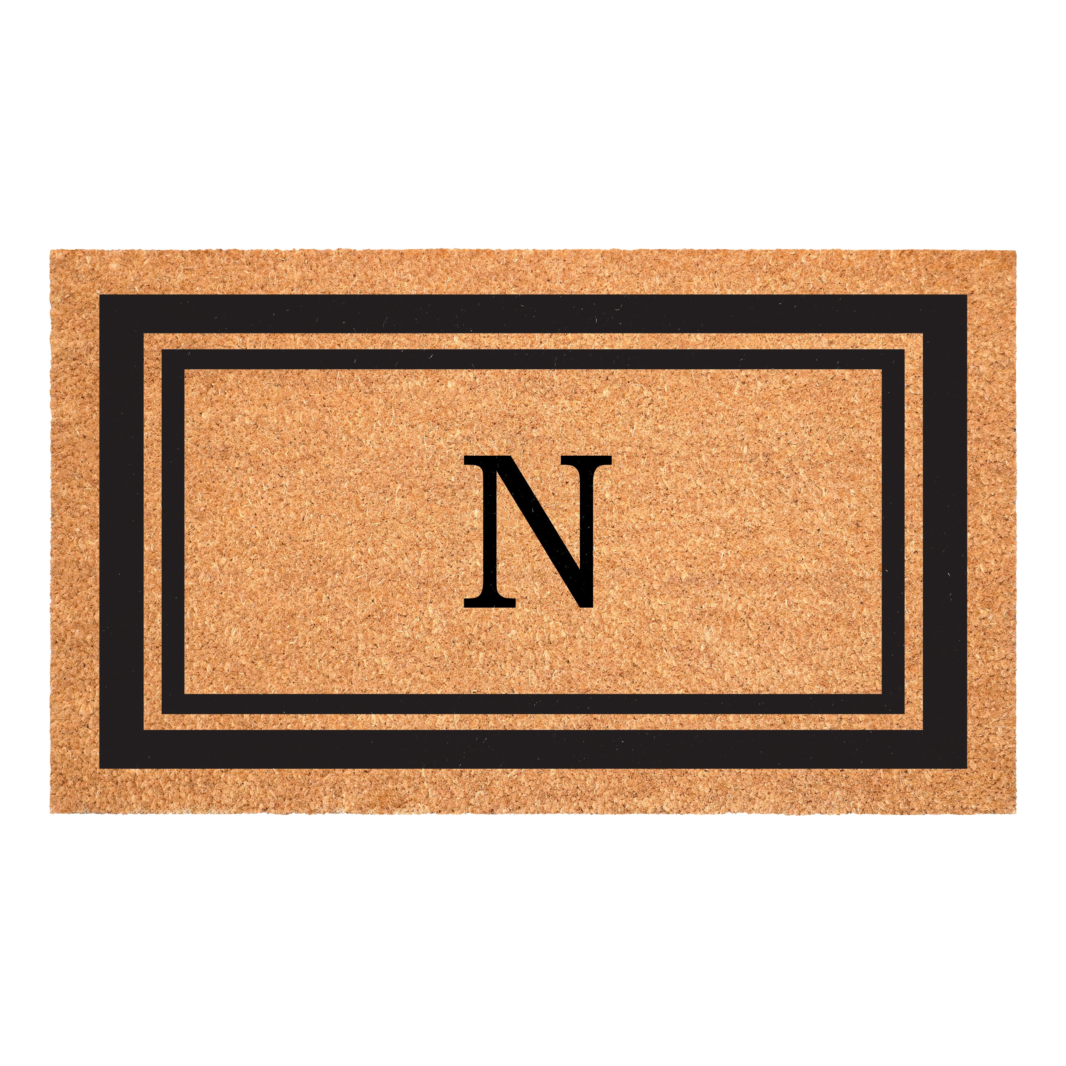 Calloway Mills Black Border 30" x 48" Monogram Doormat (Letter N)