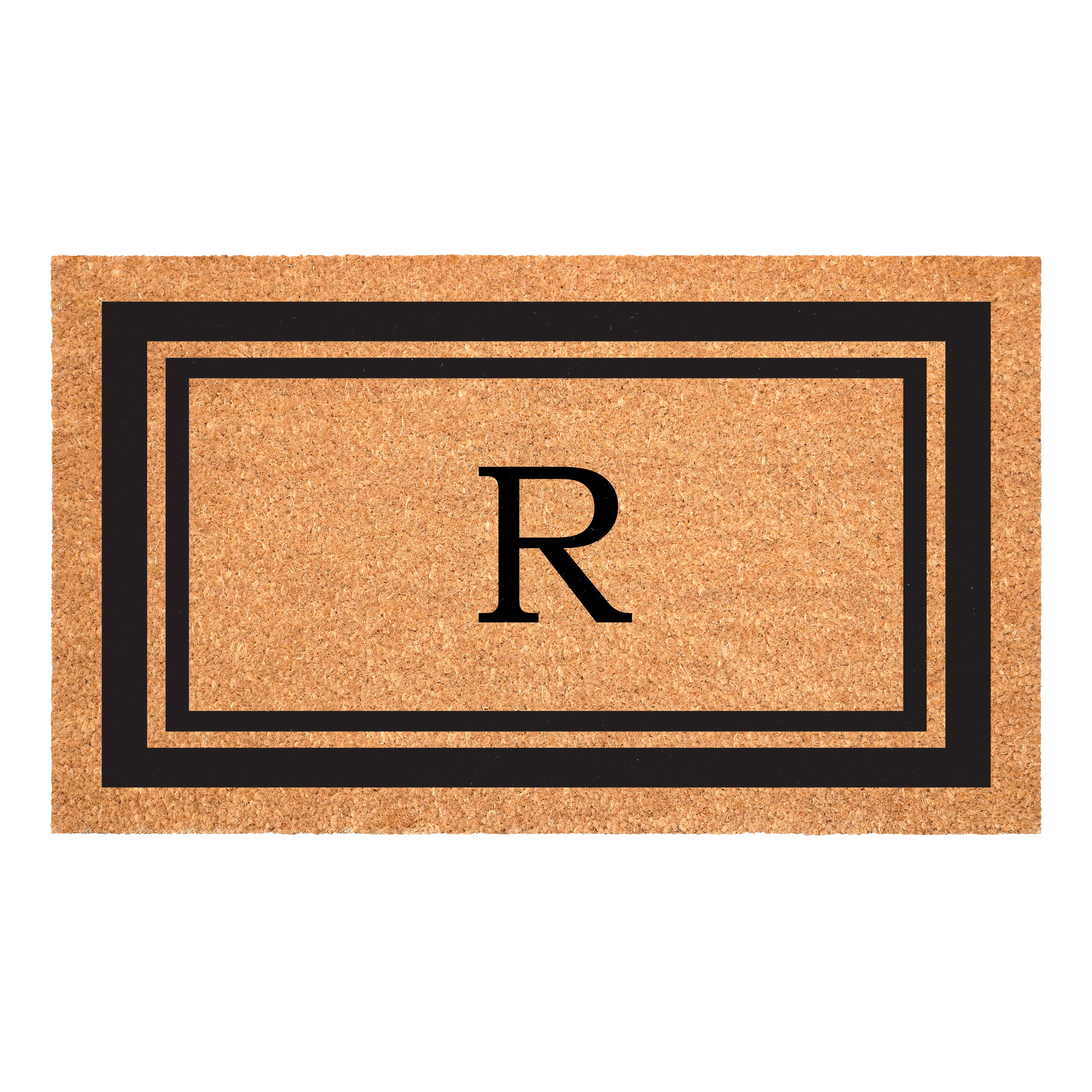 Calloway Mills Black Border 30" x 48" Monogram Doormat (Letter R)