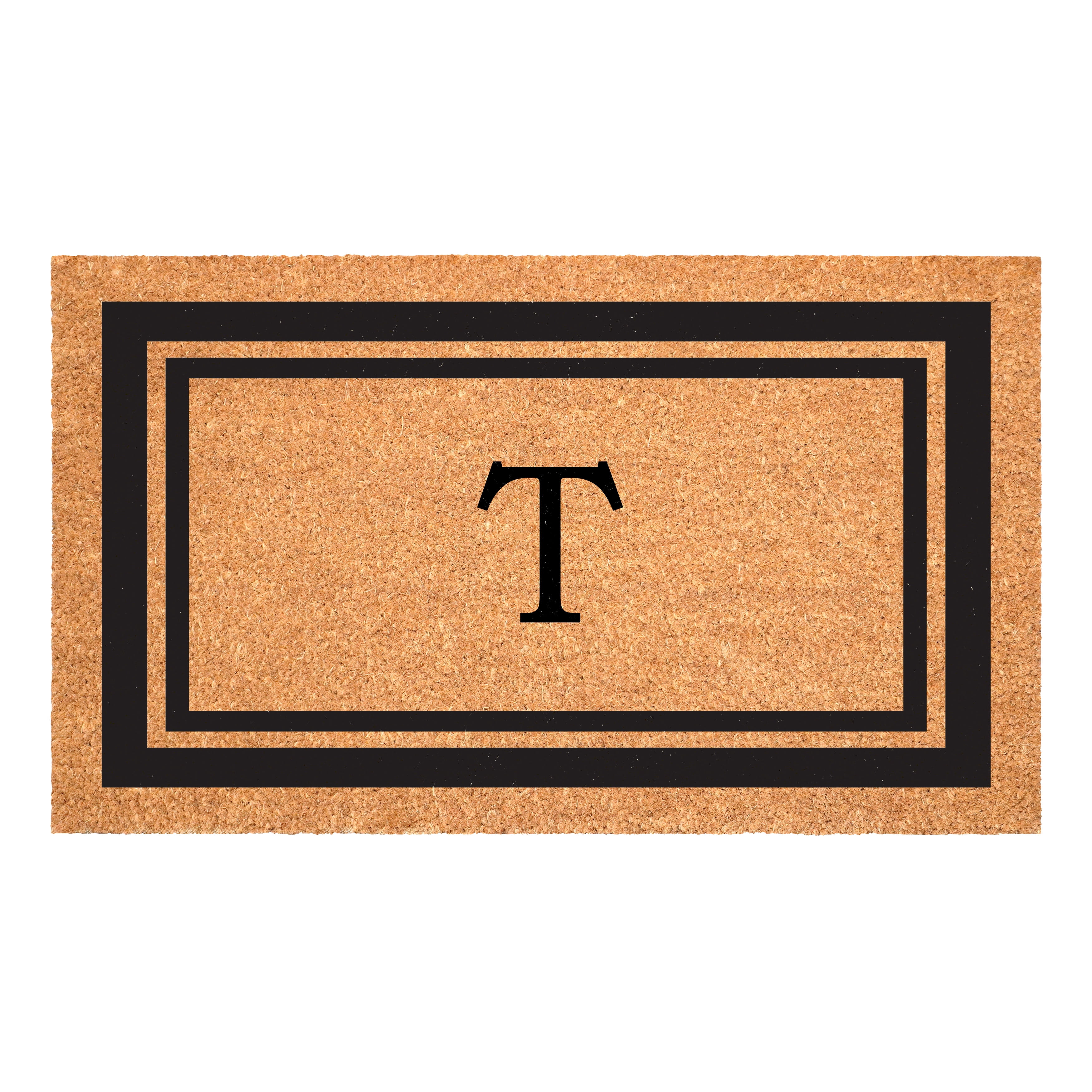 Calloway Mills Black Border 30" x 48" Monogram Doormat (Letter T)