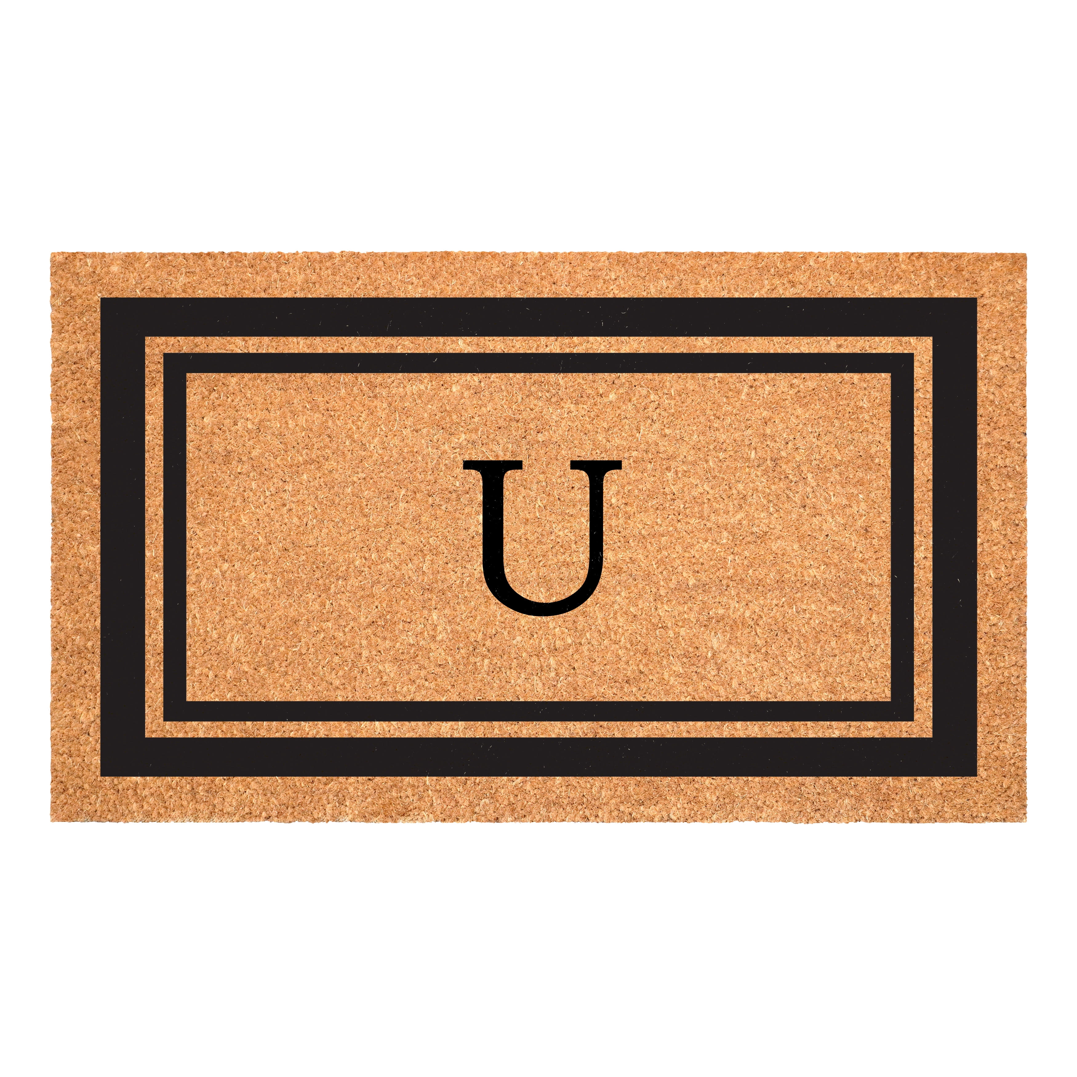 Calloway Mills Black Border 30" x 48" Monogram Doormat (Letter U)