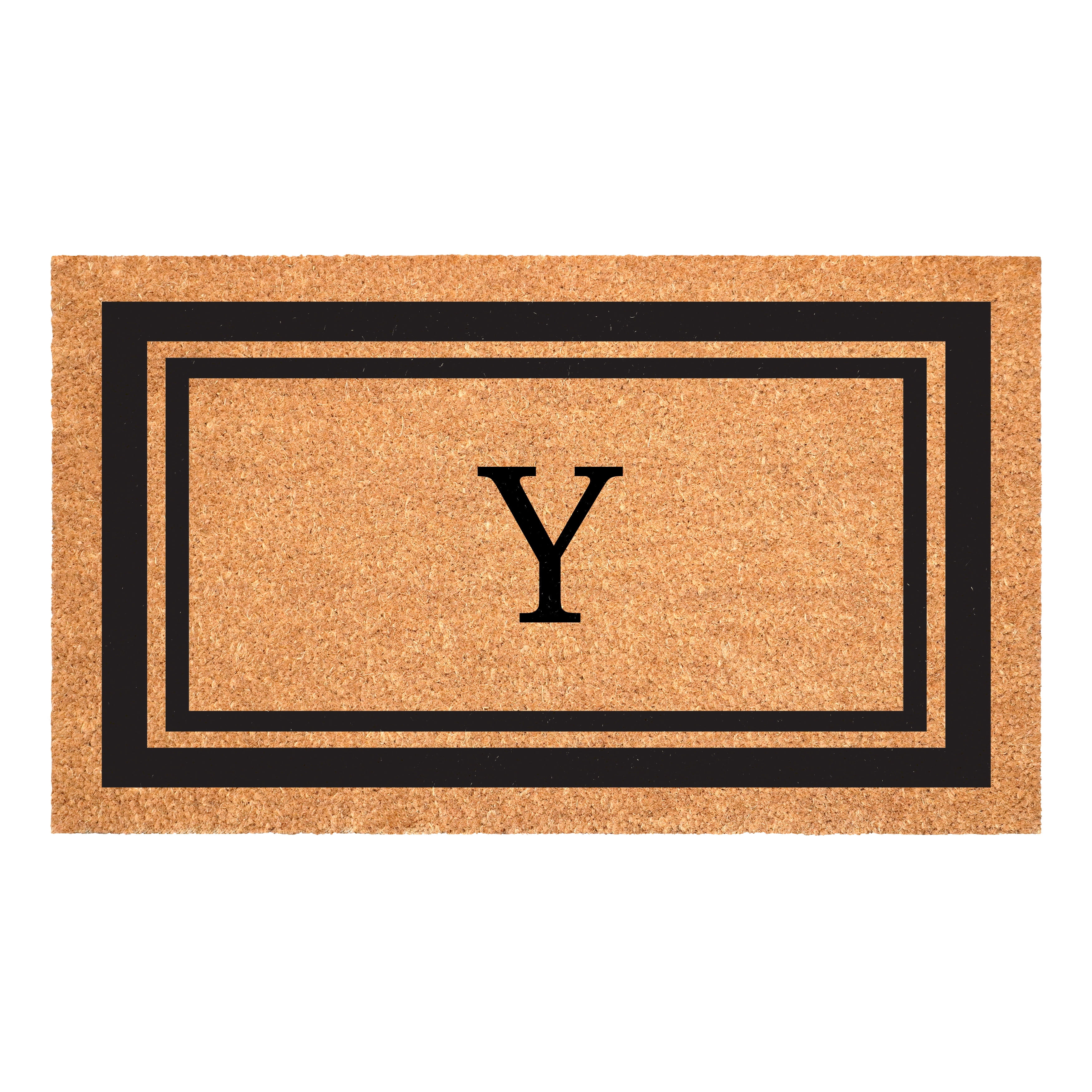 Calloway Mills Black Border 30" x 48" Monogram Doormat (Letter Y)