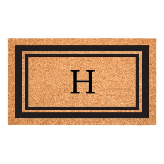 Calloway Mills Black Border 36" x 72" Monogram Doormat (Letter H)