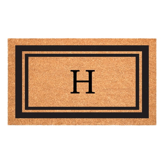 Calloway Mills Black Border 36" x 72" Monogram Doormat (Letter H)