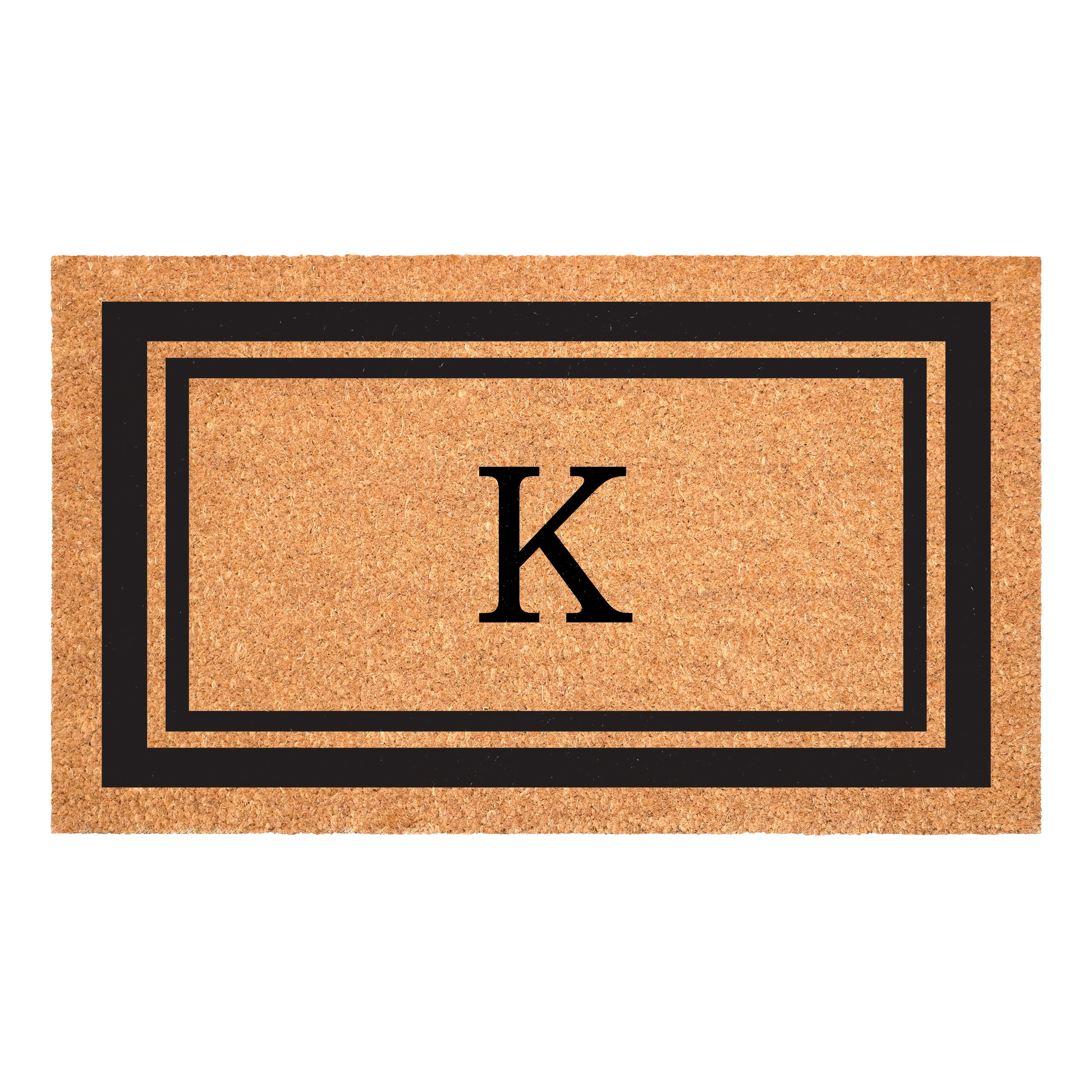 Calloway Mills Black Border 36" x 72" Monogram Doormat (Letter K)
