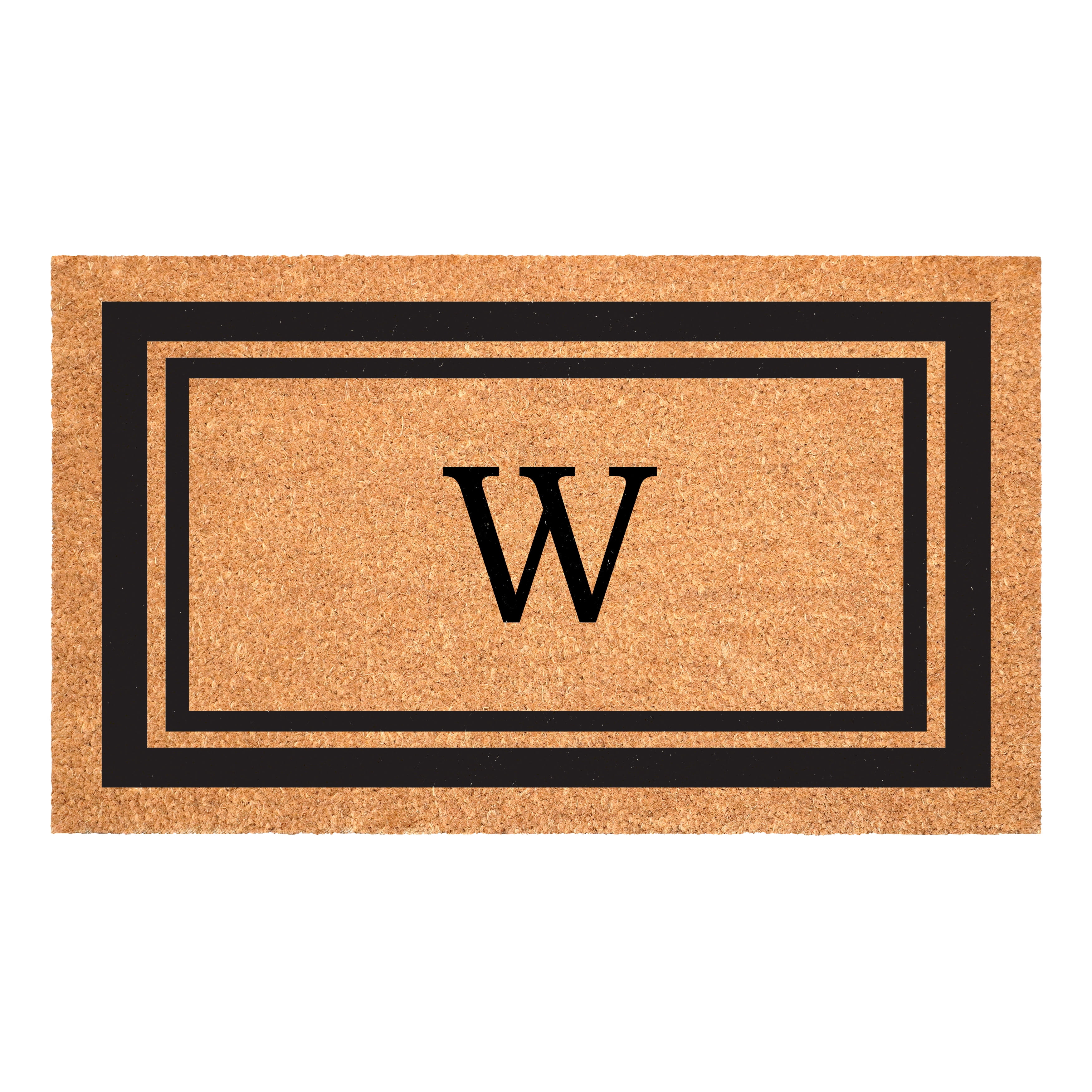Calloway Mills Black Border 36" x 72" Monogram Doormat (Letter W)