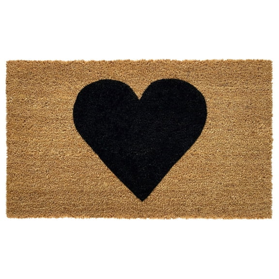 Black Heart Doormat, 24" x 36"