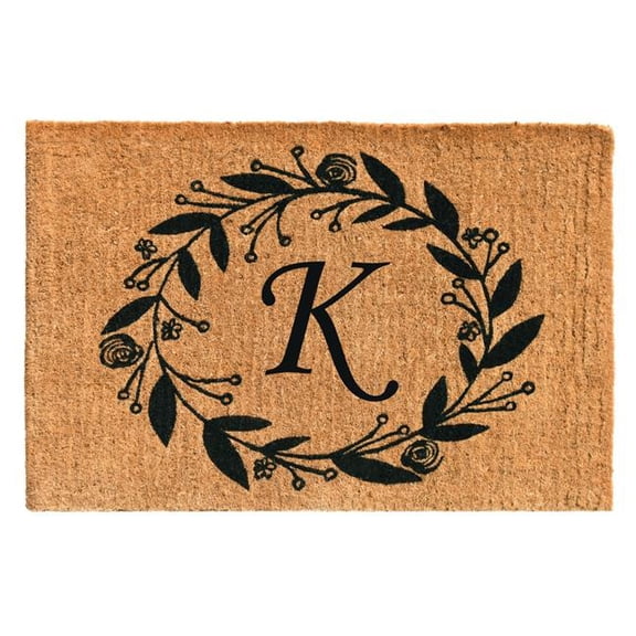 Calloway Mills Black Rose Outdoor Doormat 24" x 36" x 1.5" (Letter K)