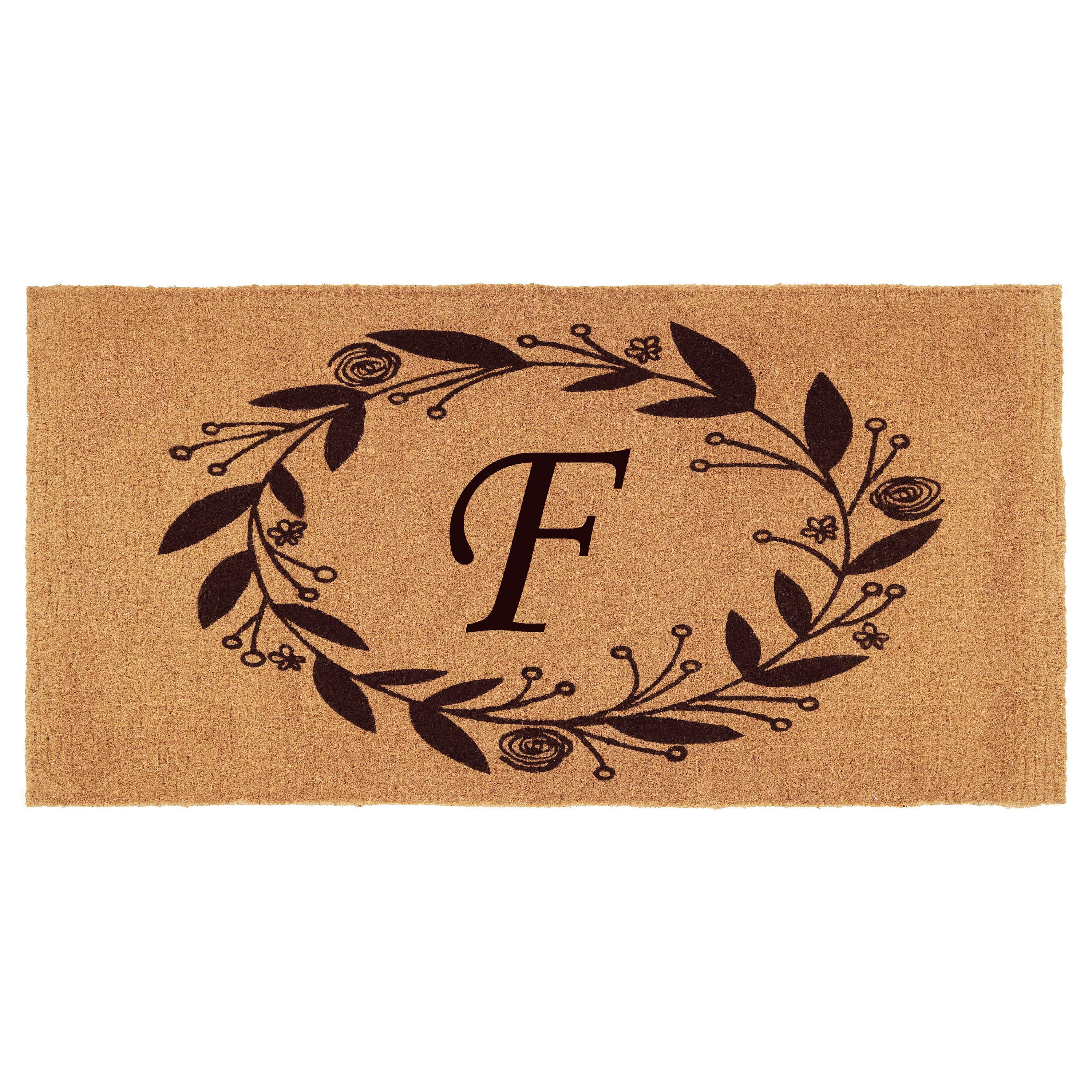 Calloway Mills Black Rose Outdoor Doormat 3' x 6' x 1.5" (Letter F)