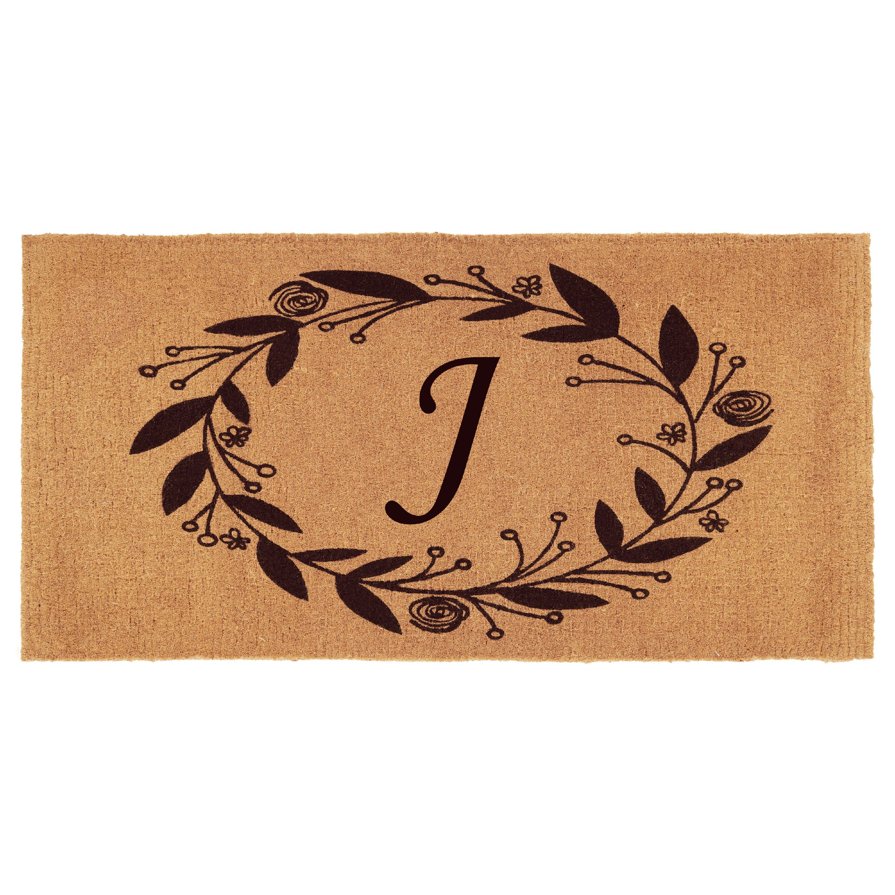 Calloway Mills Black Rose Outdoor Doormat 3' x 6' x 1.5" (Letter J)