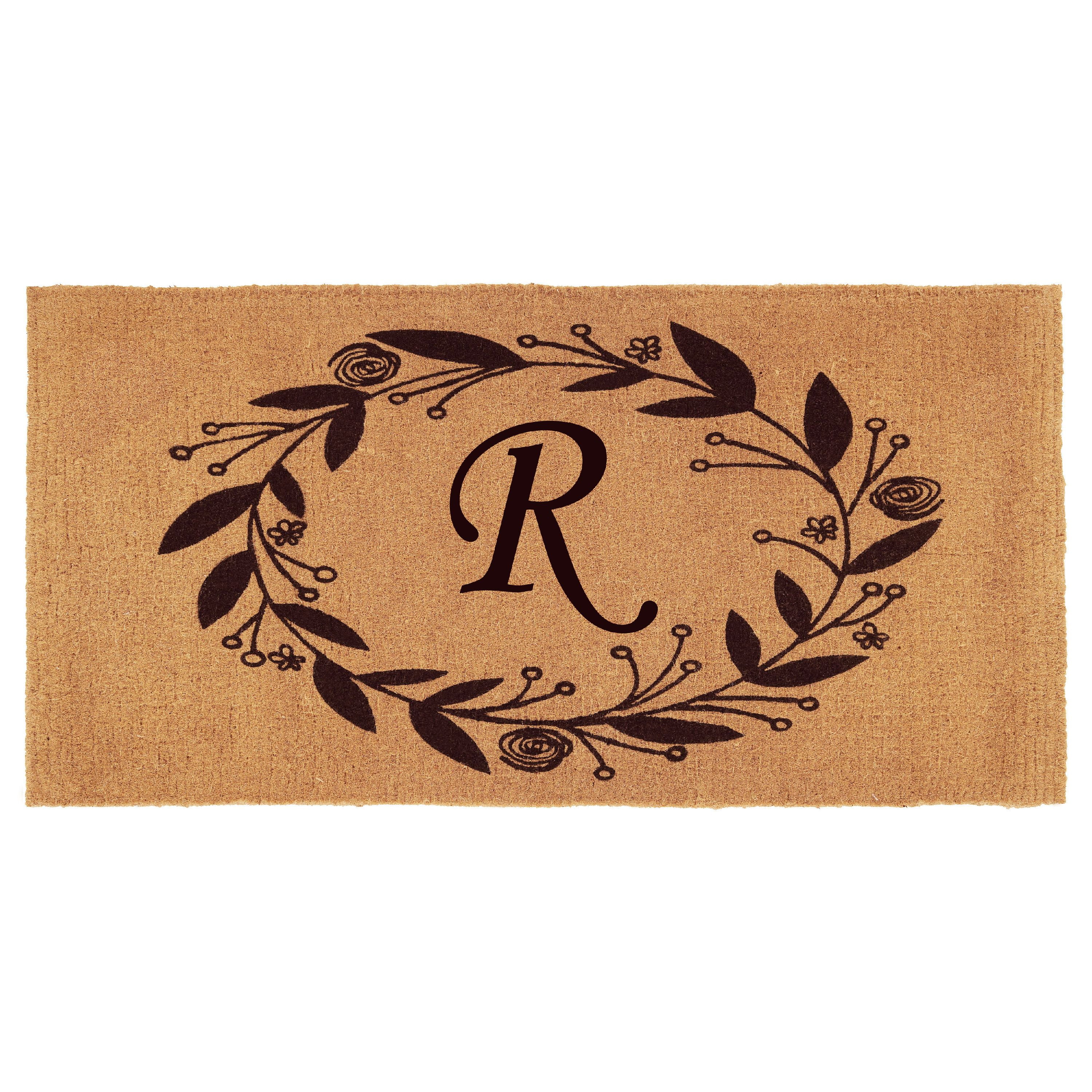 Calloway Mills Black Rose Outdoor Doormat 3' x 6' x 1.5" (Letter R)