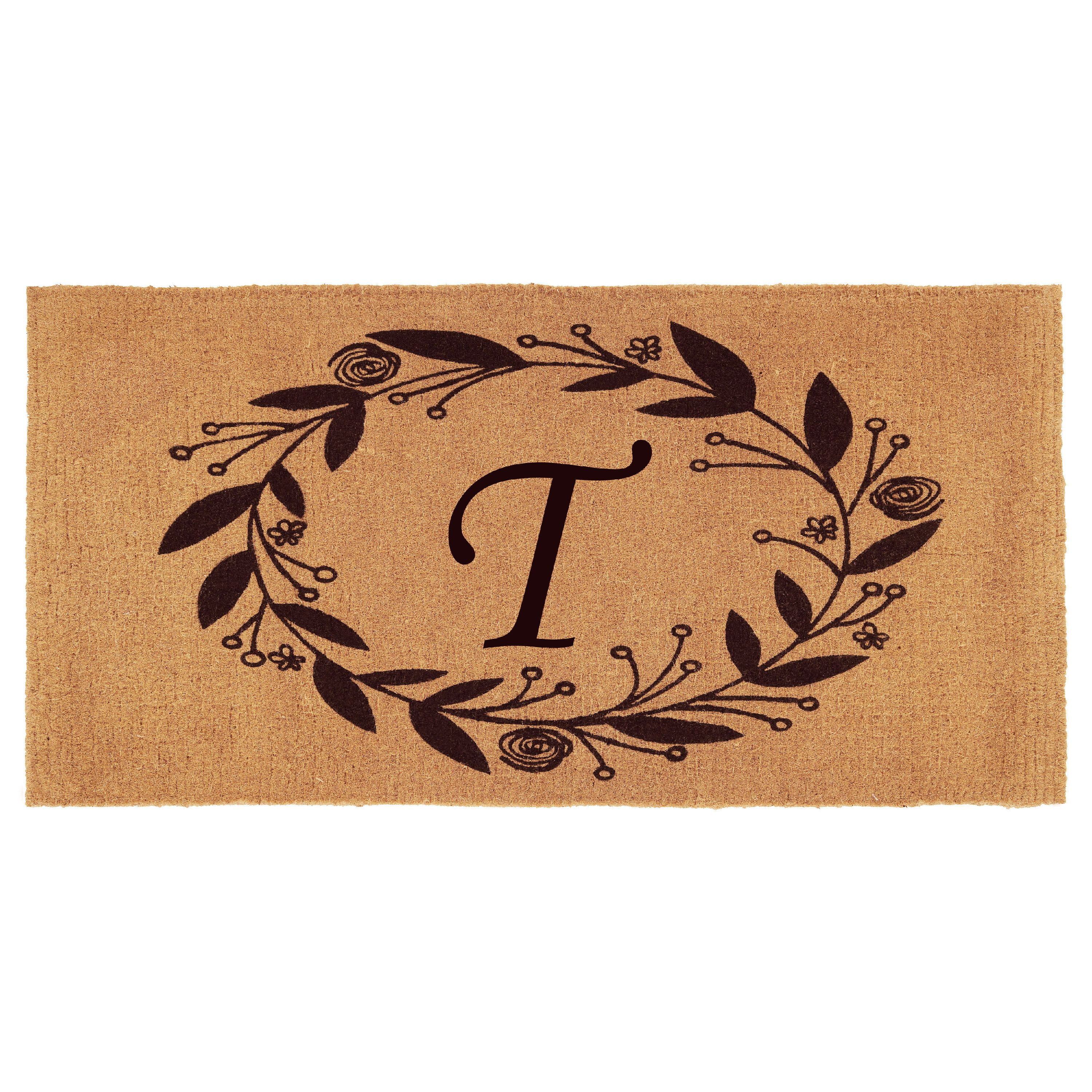 Calloway Mills Black Rose Outdoor Doormat 3' x 6' x 1.5" (Letter T)