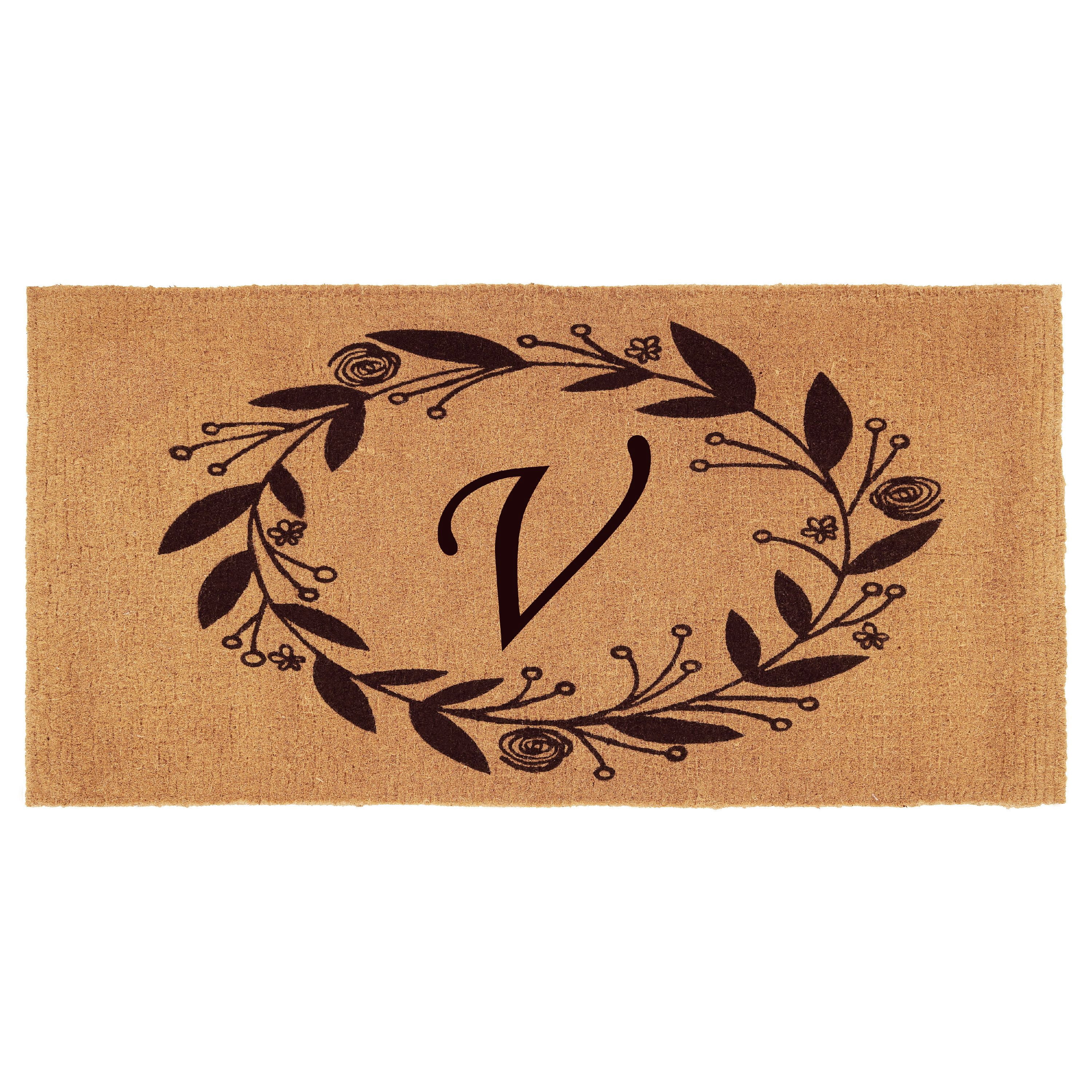 Calloway Mills Black Rose Outdoor Doormat 3' x 6' x 1.5" (Letter V)