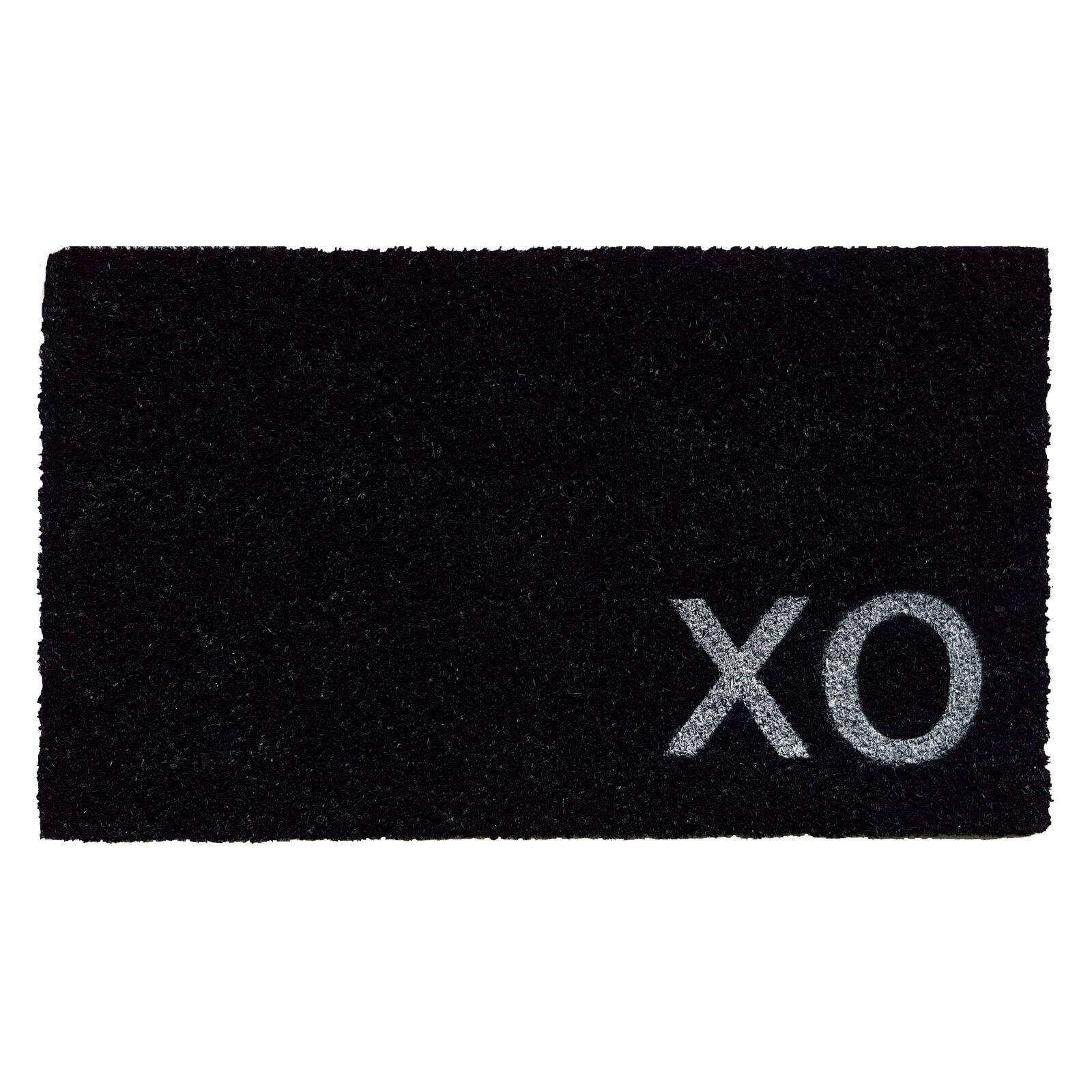 Natural Coir 'XO' Rectangular Indoor/Outdoor Doormat, Black