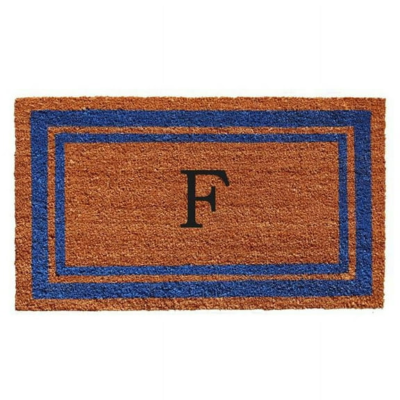Calloway Mills Blue Border 18" x 30" Monogram Outdoor Doormat (Letter F)