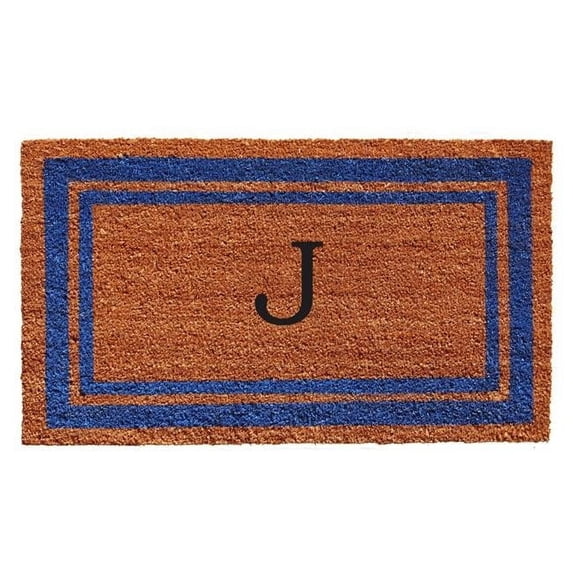 Calloway Mills Blue Border 18" x 30" Monogram Outdoor Doormat (Letter J)