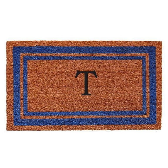 Calloway Mills Blue Border 18" x 30" Monogram Outdoor Doormat (Letter T)