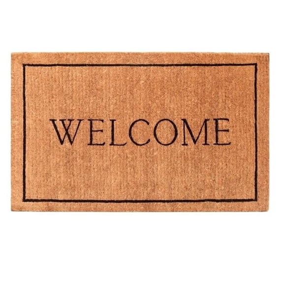 Calloway Mills Border Welcome 100% Coir Natural & Black, 24"x36"x1.5", Non-Slip, Water-Resistant