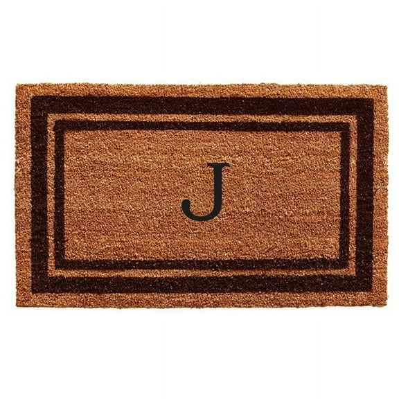 Calloway Mills Brown Border 18" x 30" Monogram Outdoor Doormat (Letter J)