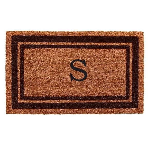Calloway Mills Brown Border 18" x 30" Monogram Outdoor Doormat (Letter S)