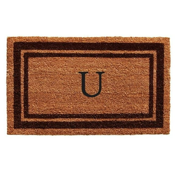 Calloway Mills Brown Border 18" x 30" Monogram Outdoor Doormat (Letter U)