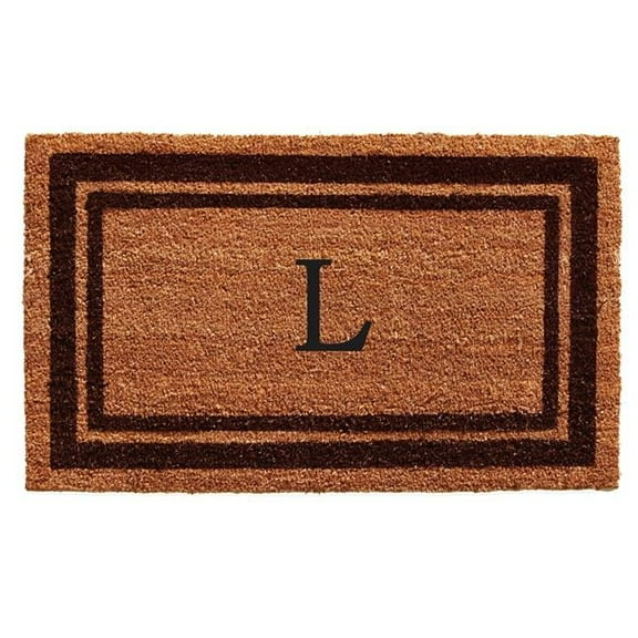 Calloway Mills Brown Border 24" x 36" Monogram Outdoor Doormat (Letter L)