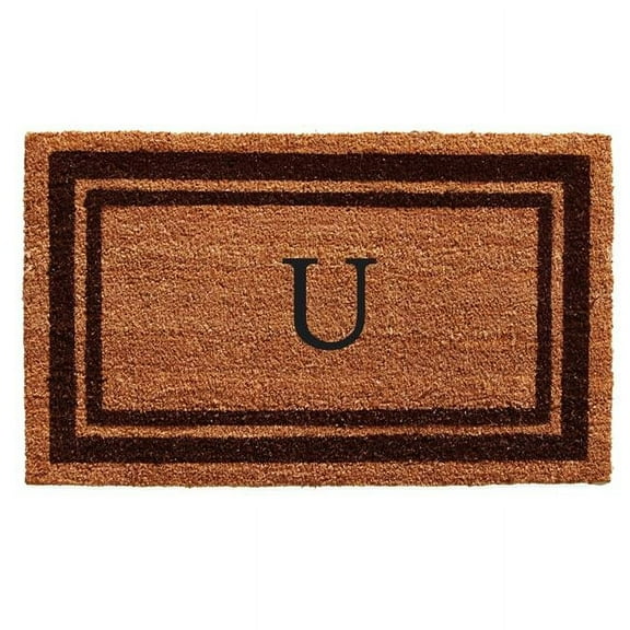 Calloway Mills Brown Border 24" x 36" Monogram Outdoor Doormat (Letter U)