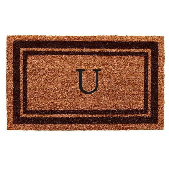 Calloway Mills Brown Border 24" x 36" Monogram Outdoor Doormat (Letter U)