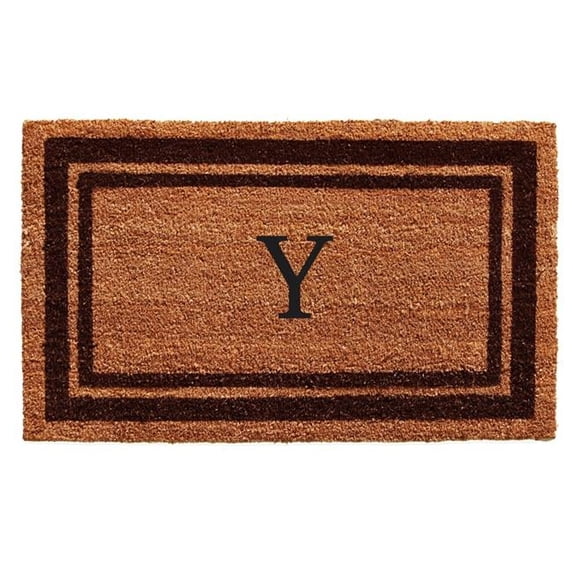 Calloway Mills Brown Border 24" x 36" Monogram Outdoor Doormat (Letter Y)