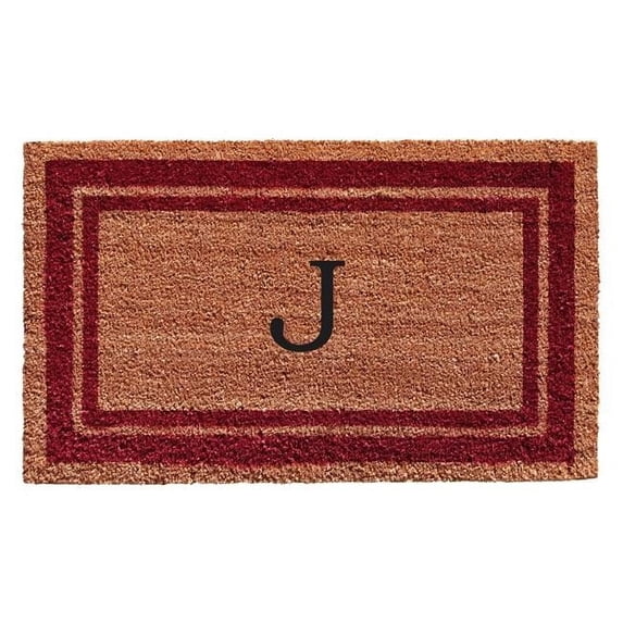 Calloway Mills Burgundy Border 18" x 30" Monogram Outdoor Doormat (Letter J)