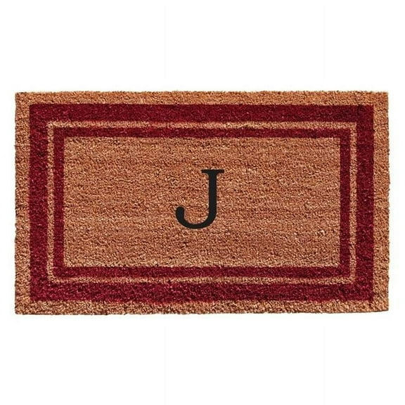Calloway Mills Burgundy Border 18" x 30" Monogram Outdoor Doormat (Letter J)
