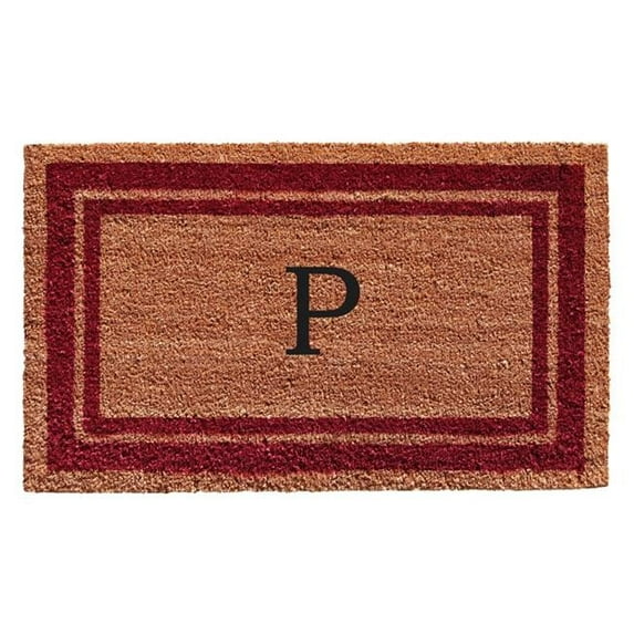 Calloway Mills Burgundy Border 18" x 30" Monogram Outdoor Doormat (Letter P)