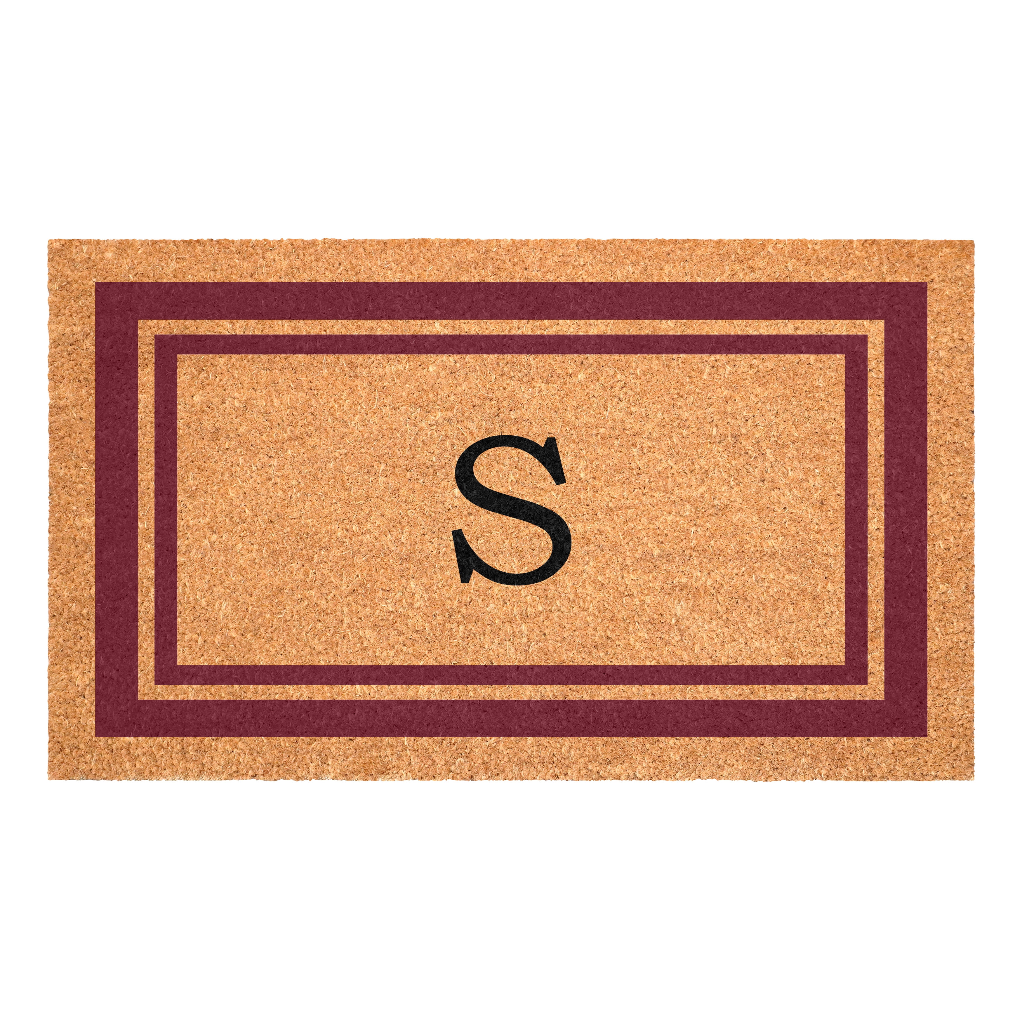 Calloway Mills Burgundy Border 18" x 30" Monogram Outdoor Doormat (Letter S)