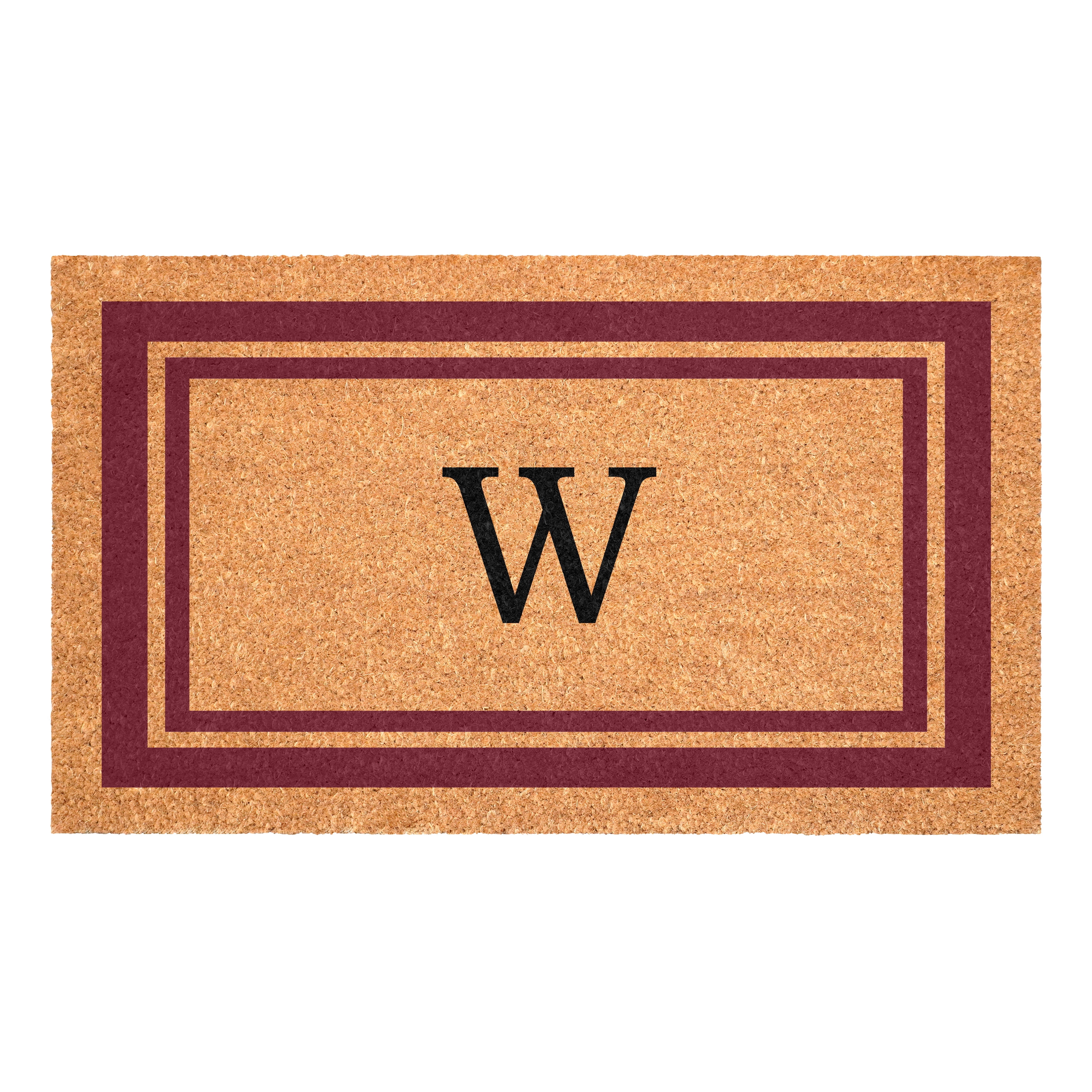 Calloway Mills Burgundy Border 18" x 30" Monogram Outdoor Doormat (Letter W)
