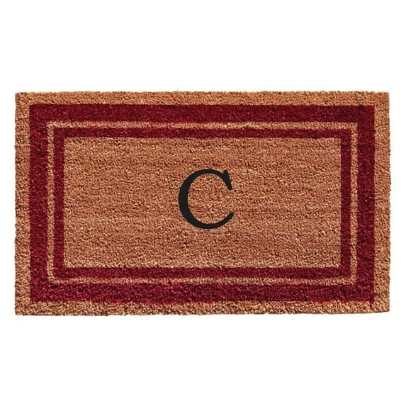 Calloway Mills Burgundy Border 24" x 36" Monogram Outdoor Doormat (Letter C)