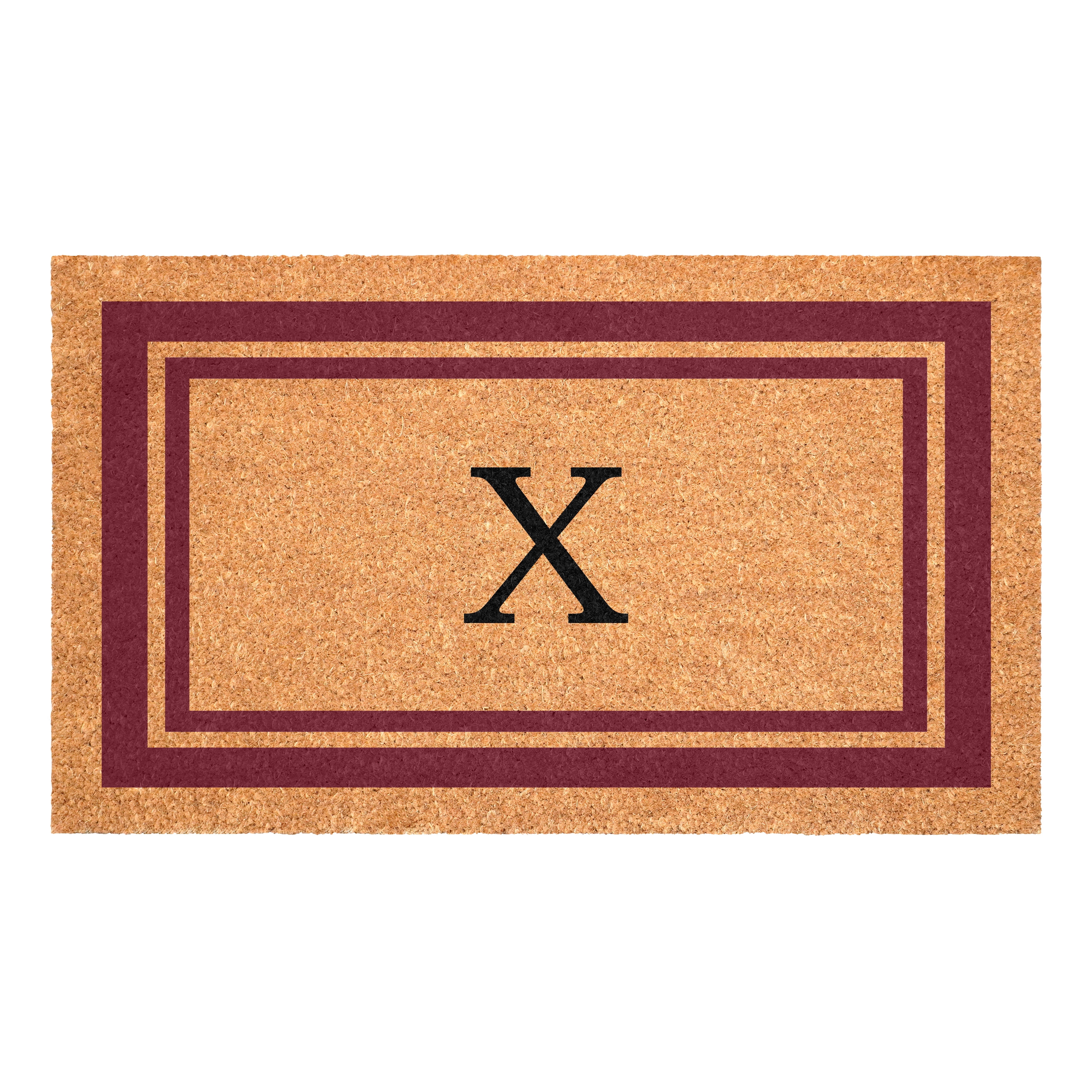 Calloway Mills Burgundy Border 24" x 36" Monogram Outdoor Doormat (Letter X)