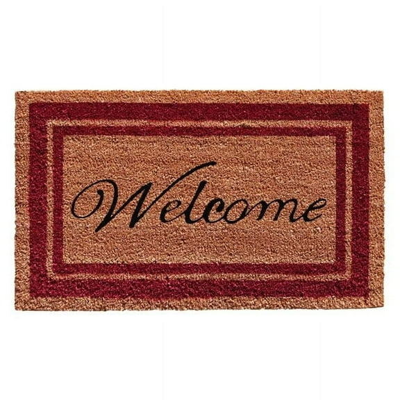 Calloway Mills Burgundy Border Welcome Outdoor Doormat 18" x 30"